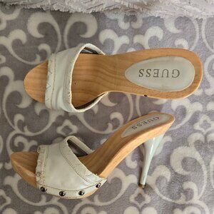 Guess white leather heels - size 6